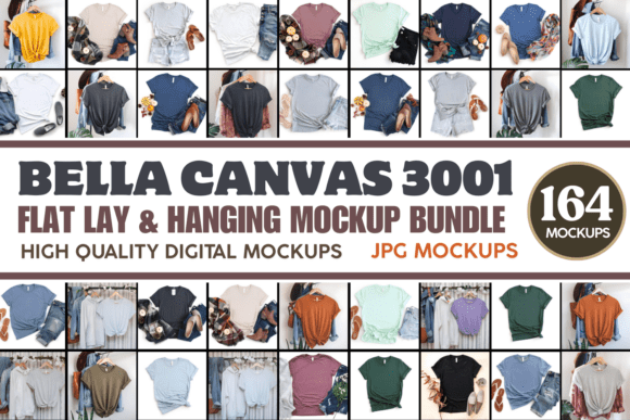 Download Bella Canvas 3001 Flat Lay Mockup Bundle - Bella canvas Collection