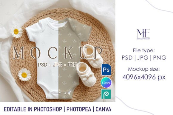 Download Baby Bodysuit Mockup PSD, All-over Print - Mockup psd Collection