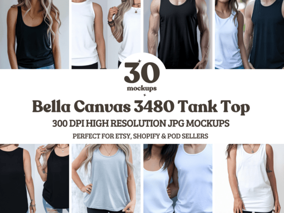 Download Bella Canvas 3480 Tank Top Mockup Bundle - Bella canvas Collection